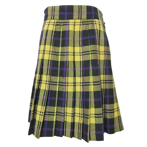 Dino Valiano Check Pleated Skirt Women's Large Size Yellow Black Purple Knee-Le