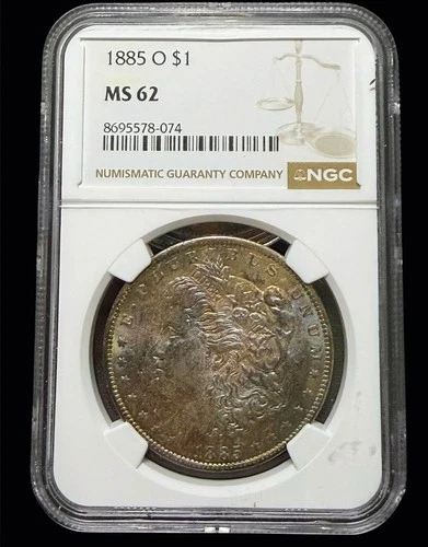1885-O Morgan Silver $1 Dollar NGC MS62. Toned. “Amazing Color”