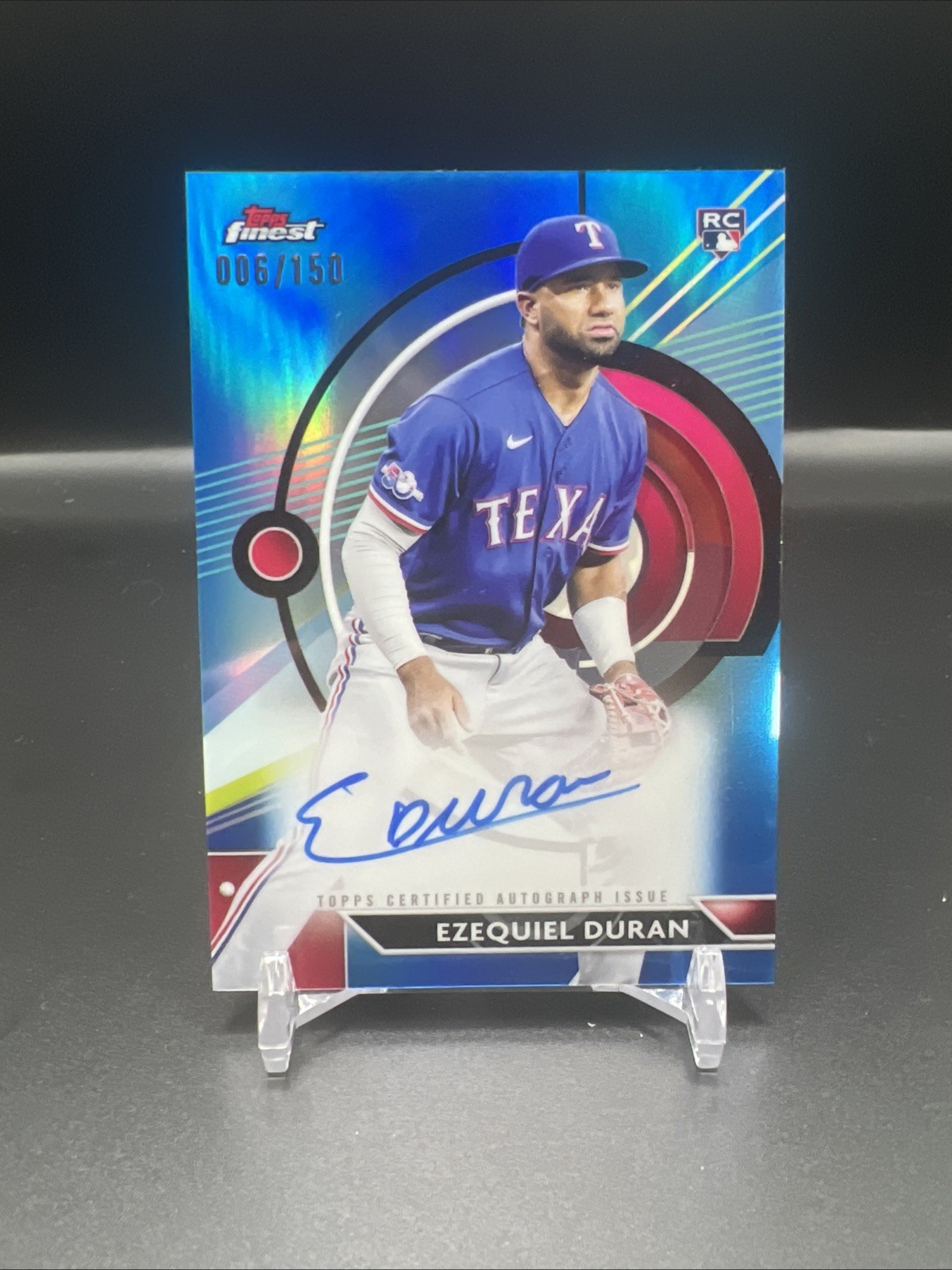 2023 Topps Finest - Finest Autographs Ezequiel Duran #FA-ED Blue Refractor /150