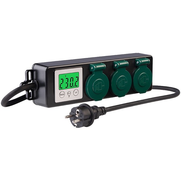 Revolt 3-Fach-Outdoor-Steckdosenleiste & -Energiekostenmesser, 3.680 W, IP44-image
