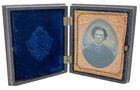 Antique 9th Plate Tintype Handsome Young Man Soldier Gutta Percha Union Case