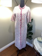 Vintage Sears Button Up Quilted Floral Robe Housecoat With 1/2 Sleeves Sz. S