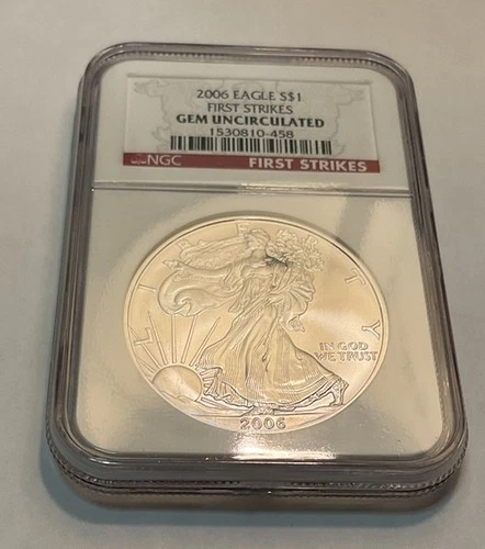 2006 SILVER EAGLE NGC GEM UNCIRCULATED FIRST STRIKES RED LABEL