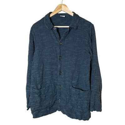 CP Shades Teal Button Up Shacket Shirt Jacket Small Tapestry Thick Goblincore