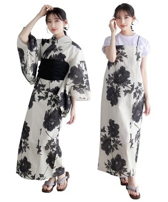 (Stylish Ink Peony) Women's Yukata set, one-piece, 2way ACT from Japan