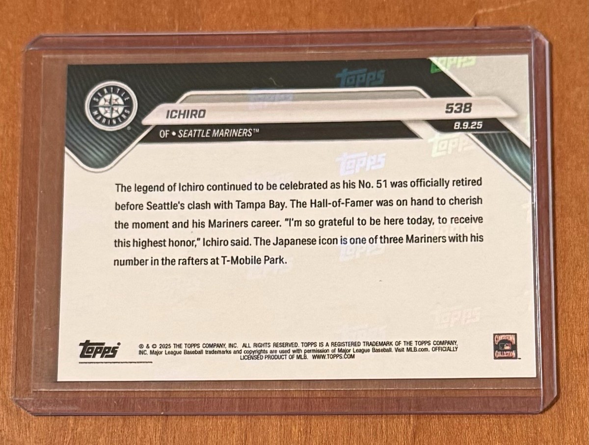 2025 TOPPS NOW #538 ICHIRO - NUMBERED 6/10 BLACK PARALLEL | eBay