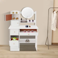 Makeup Vanity Table, Vanity Desk with Mirror, Vanity Desk with Mirror and Lights