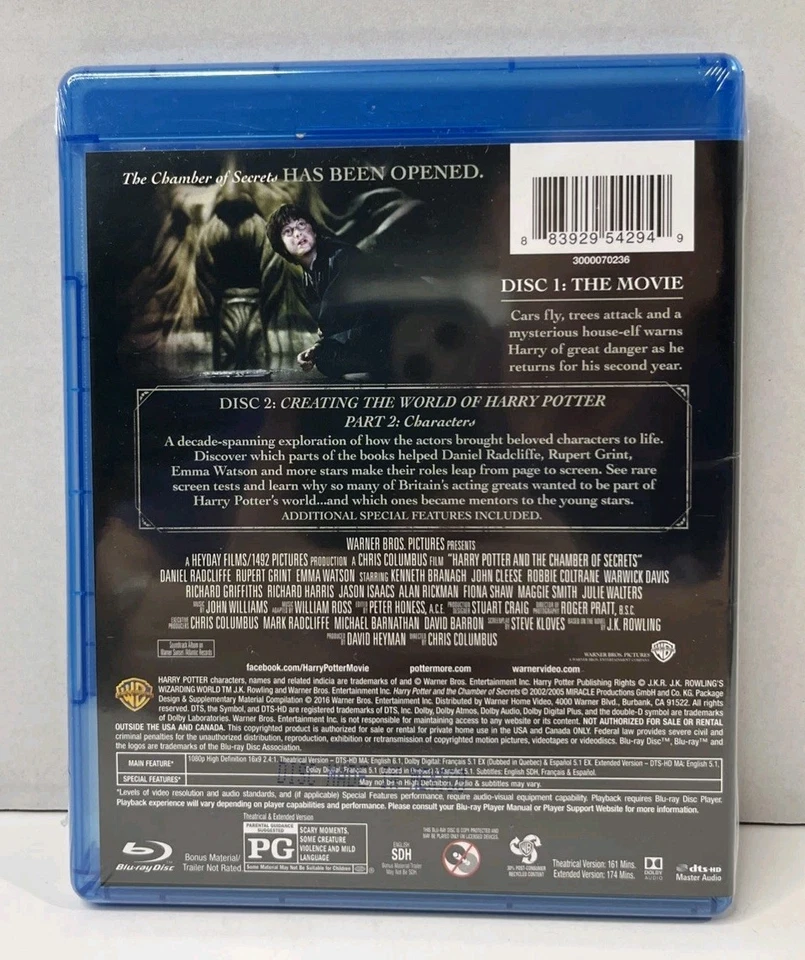 Harry Potter and the Chamber of Secrets (Blu-ray, 2016, 2-Discs) - New/Sealed - Image 2 of 4