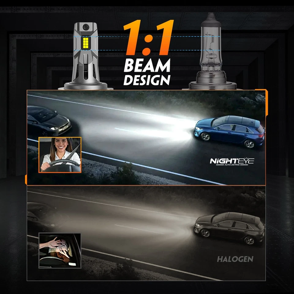 2X H7 LED Scheinwerfer 60W Mit Zulassung Lampen Fern/Abblendlicht 6500K Halogen - Bild 4 von 4