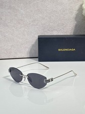 Balenciaga BB0486S Rimless Sunglasses Fashion Oval Lens Street Party Shades