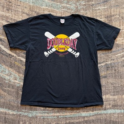 Vintage Doubleday Cafe A Drinking Town With a Baseball Problem Black Shirt Sz XL