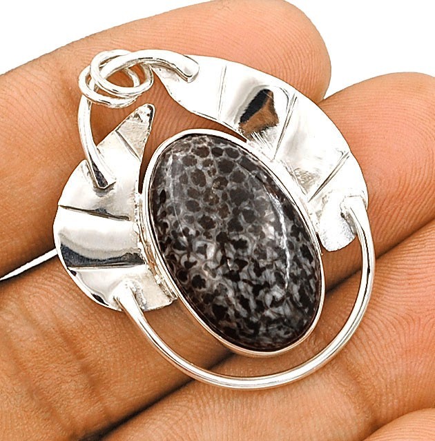 Natural Stingray Coral 925 Solid Genuine Sterling Silver Pendant