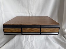 Vintage 3 Drawer 42 Audio Cassette Tape Storage Holder Case Faux Wood Grain Look