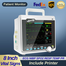 US Stock 8 inch Multi-parameter Patient Monitor ,Vital Sign Monitor With Printer