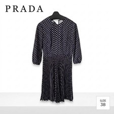 USED PRADA POLKA DOT LONG-SLEEVED DRESS GOOD
