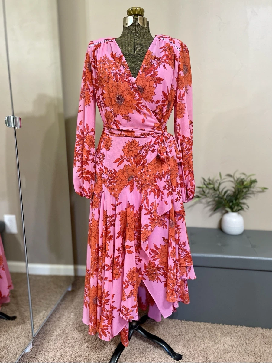sachin and babi light blue dress Chiffon Floral Wrap Dresses for sale