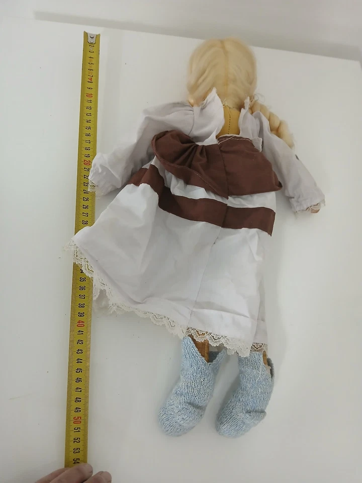 Antica Bambola in Stoffa e Celluloide 50 Cm Vintage - Immagine 2 di 2