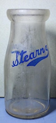 Stearns Dairy 1/2 Pint Cream or Milk Bottle As Found Needs Cleaned C3T5