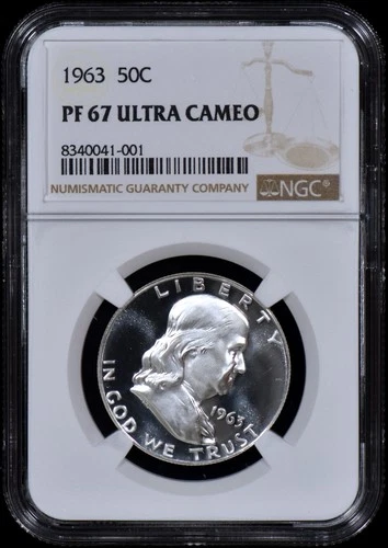1963 Proof Franklin Half Dollar 50c NGC PF67 ULTRA CAMEO (PR67DCAM)