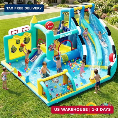 FINCOME Bounce House Double Slides for Kids 3-10, Large Bounce Castle with Air B