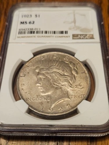 1923 PEACE DOLLAR W/VIDEO GRADED MS62 BELOW $86 MELT PRICE AFTER FREE SHIPPPING!