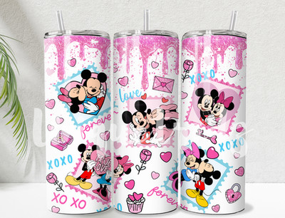 Valentine's Gift Mickey Minni 20oz Tumbler Cup Mug Insulated Stainless Steel #46