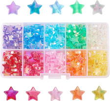 250Pcs 10 Colors AB Color Transparent Acrylic Star Beads Mixed Color for DIY ...
