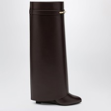 GIVENCHY Shark Pinch Ebony Brown Leather Boot...