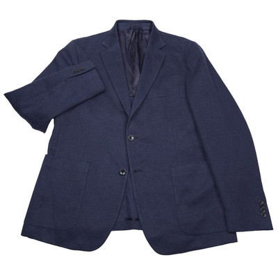 Bloomingdales Jersey Sport Coat Mens 42R Navy Blue Linen Blazer Jacket