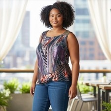 Baby Phat Tank Top Feather Print Studded Shou...