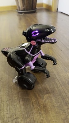 WowWee Miposaur Interactive Robot Dinosaur Black Purple 11” Works