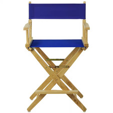 24 In. Extra-Wide Natural Frame/ Royal Blue Canvas New, Solid Wood Folding Chair