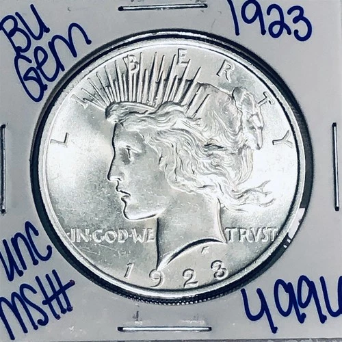 1923 BU UNCIRCULATED SILVER PEACE DOLLAR AUTHENTIC U.S. MINT FREE SHIPPING 4996
