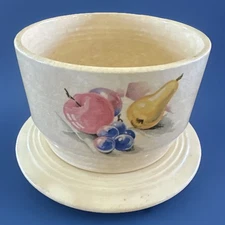 VTG Ivory Ceramic Bowl & Trivet/Lid Dish Plate 2pc Pot Crock Soup USA