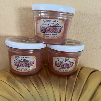 Candle s 4 oz  Each X Three Old Harbor Scottish Heather Fragrance Pink Wick Jars