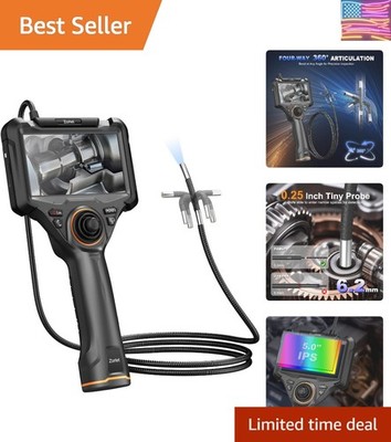 360 Articulating Borescope, 5'' Monitor, 6.2mm Industrial Inspection Camera wi...