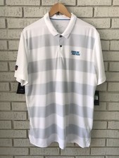 New NIKE Carolina Panthers Mens Polo Shirt NFL Short Sleeve White Gray NWT Sz XL