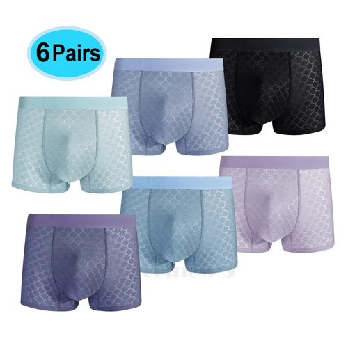 (6er Pack) Herren Boxershorts Eis Seide Höschen bequem cool Unterwäsche Trunks - Bild 1 von 19