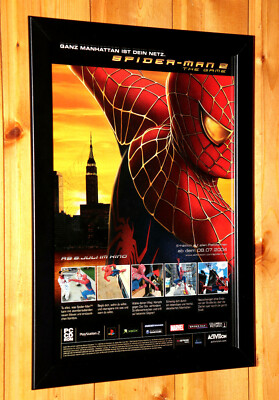 2004 Spider-Man 2 Rare Small Poster /Old Ad Page Framed PS2