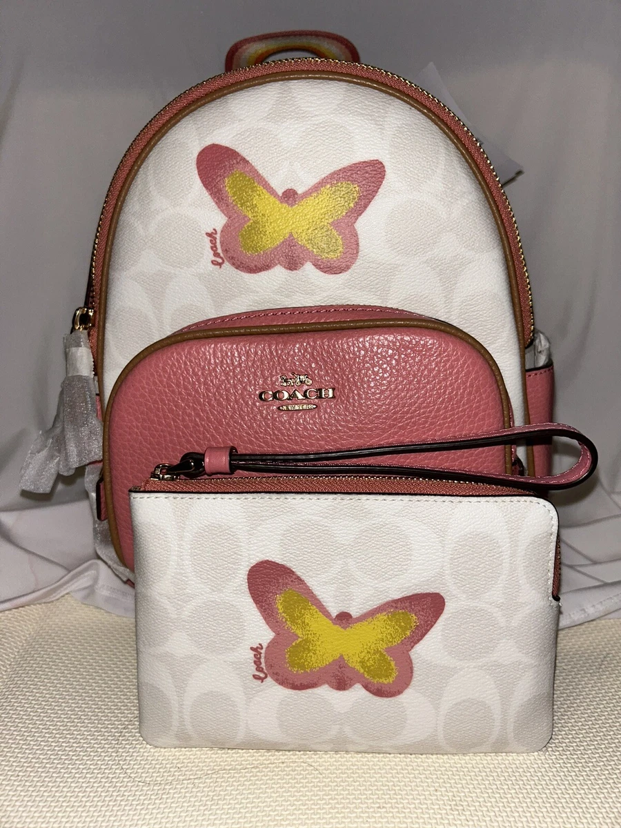 Coach Butterfly Mini Court Backpack In Signature Canvas Matching Wristlet Set