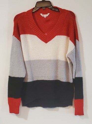Sweater Dressy Soft Striped Red 