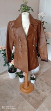 Vero Moda Echtleder-Jacke / Kurzmantel Cognac-Braun Gr. L – Vintage Style