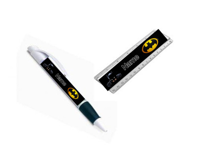Batman Ruler Set PERSONALISED BATMAN PEN/RULER SET STATIONARY Kids/Child Christmas Gift ...