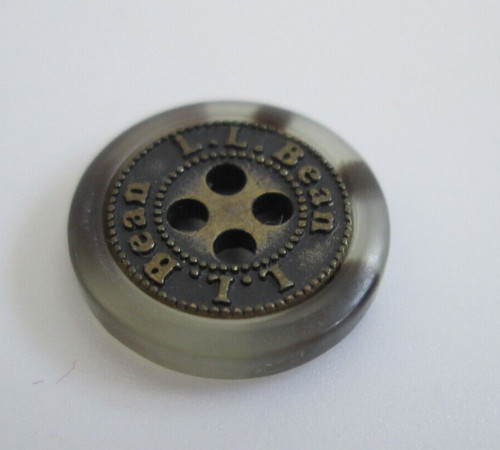 L.L.Bean Replacement Button 4-Hole Marbled Ivory Brown Bronze Waist Pants Logo