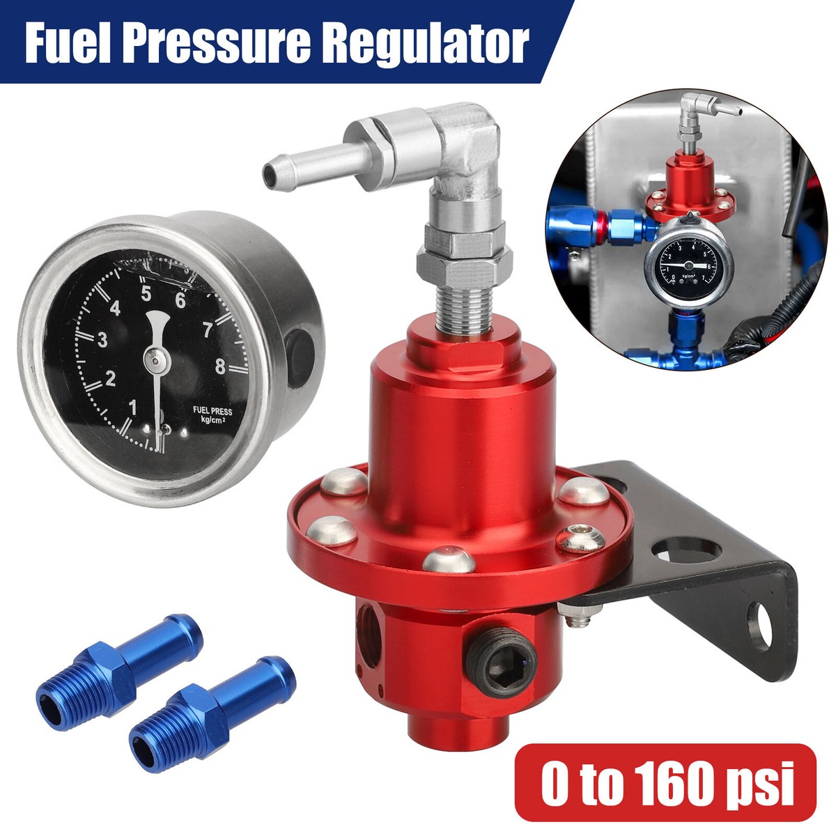 Universal Adjustable Car Fuel Pressure Regulator with Oil Gauge