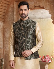 3 Pc Indian Mens Designer Wedding Bollywood Party Wear Traditional Kurta Payjama