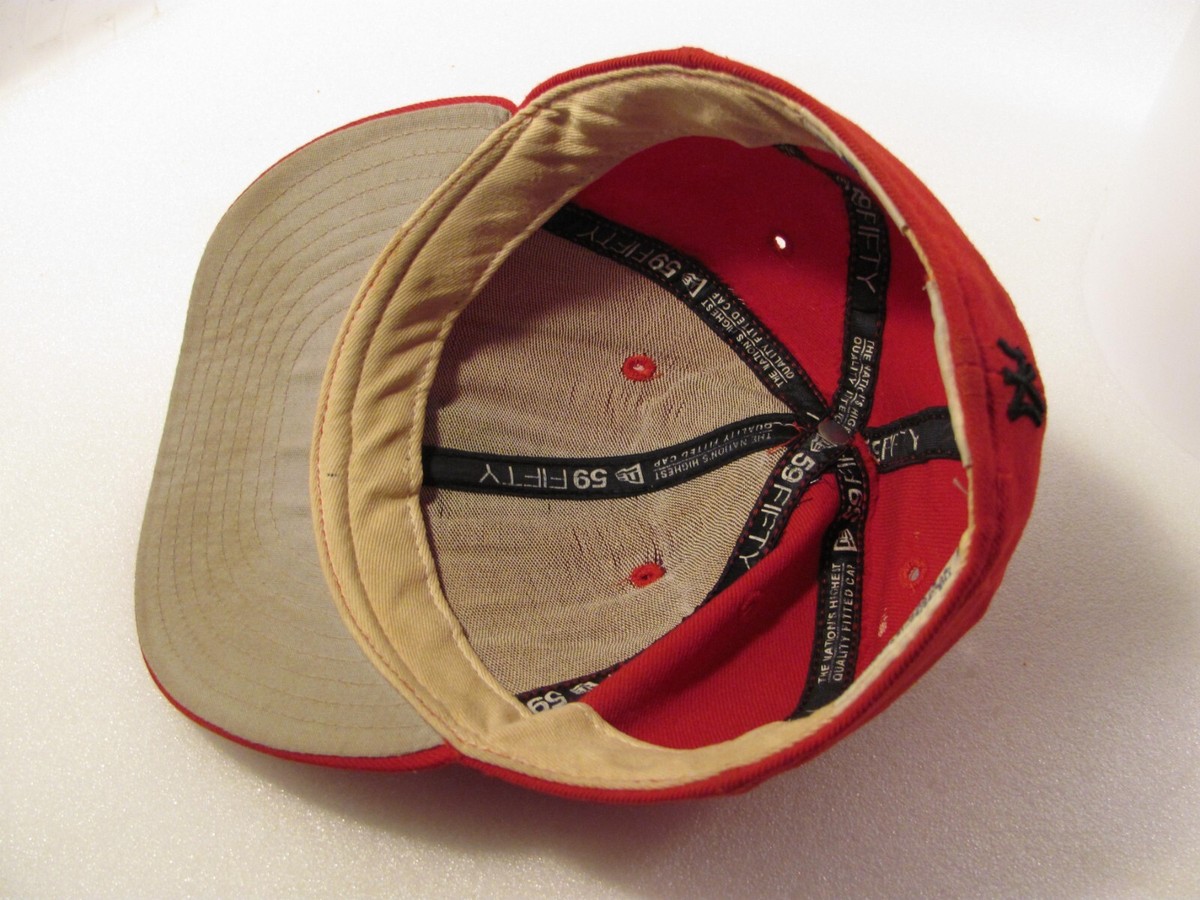 59fifty New York Yankees Hat Mens Red Wool Vtg Fitted 7 3/8 USA