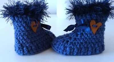Blaue Baby Häkelschuhe Stiefeletten Slipper
