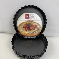 Nonstick Mini Tart Pans Set of 6 w Removable bottom Pies Quiche Tartlet NEW 