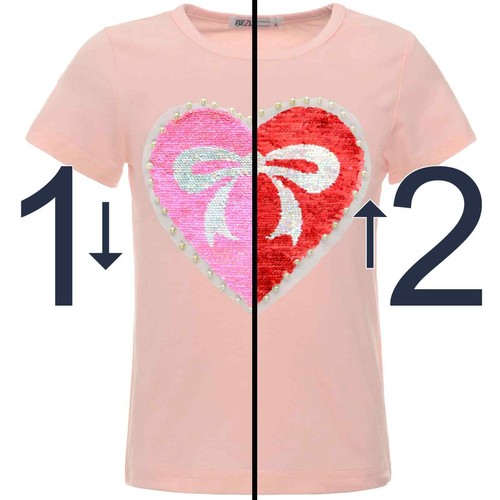 Girl T-Shirt Reversible Sequin Stretch Top 22534 - Picture 22 of 30